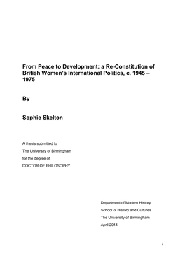 A Reconstitution of British Women's International Politics, C. 1945