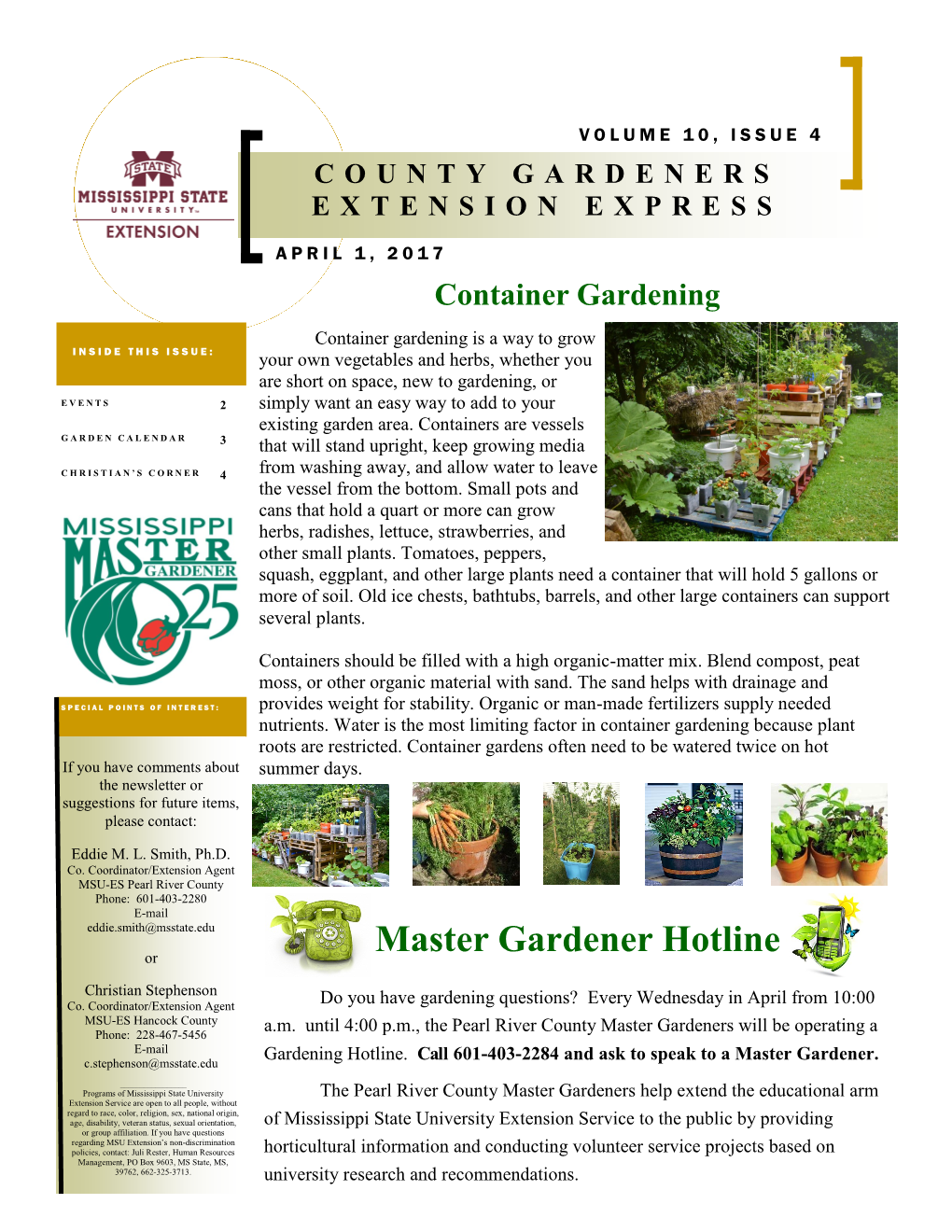 County Gardeners Extension Express April 1, 2017