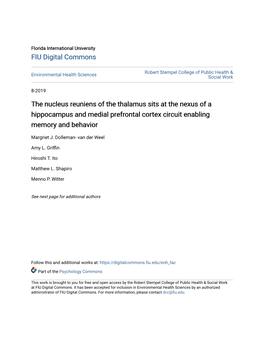 The Nucleus Reuniens of the Thalamus Sits at the Nexus of a Hippocampus and Medial Prefrontal Cortex Circuit Enabling Memory and Behavior