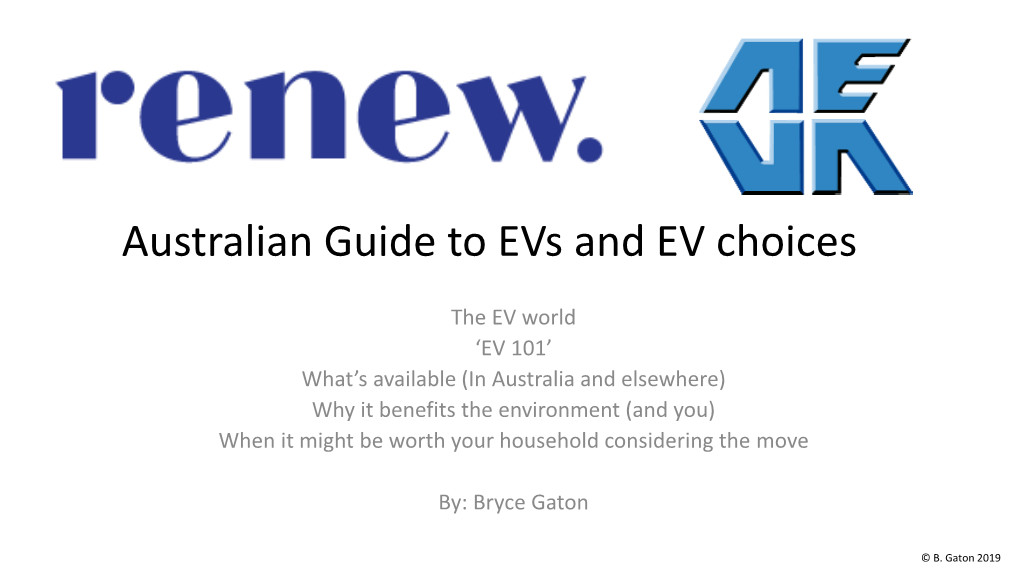 Australian Guide to Evs and EV Choices