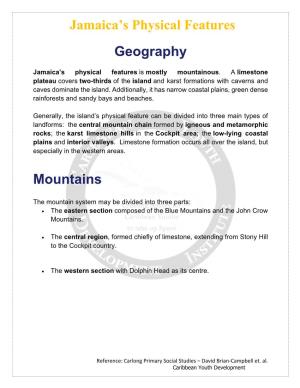 Jamaica's Physical Features Geography Mountains
