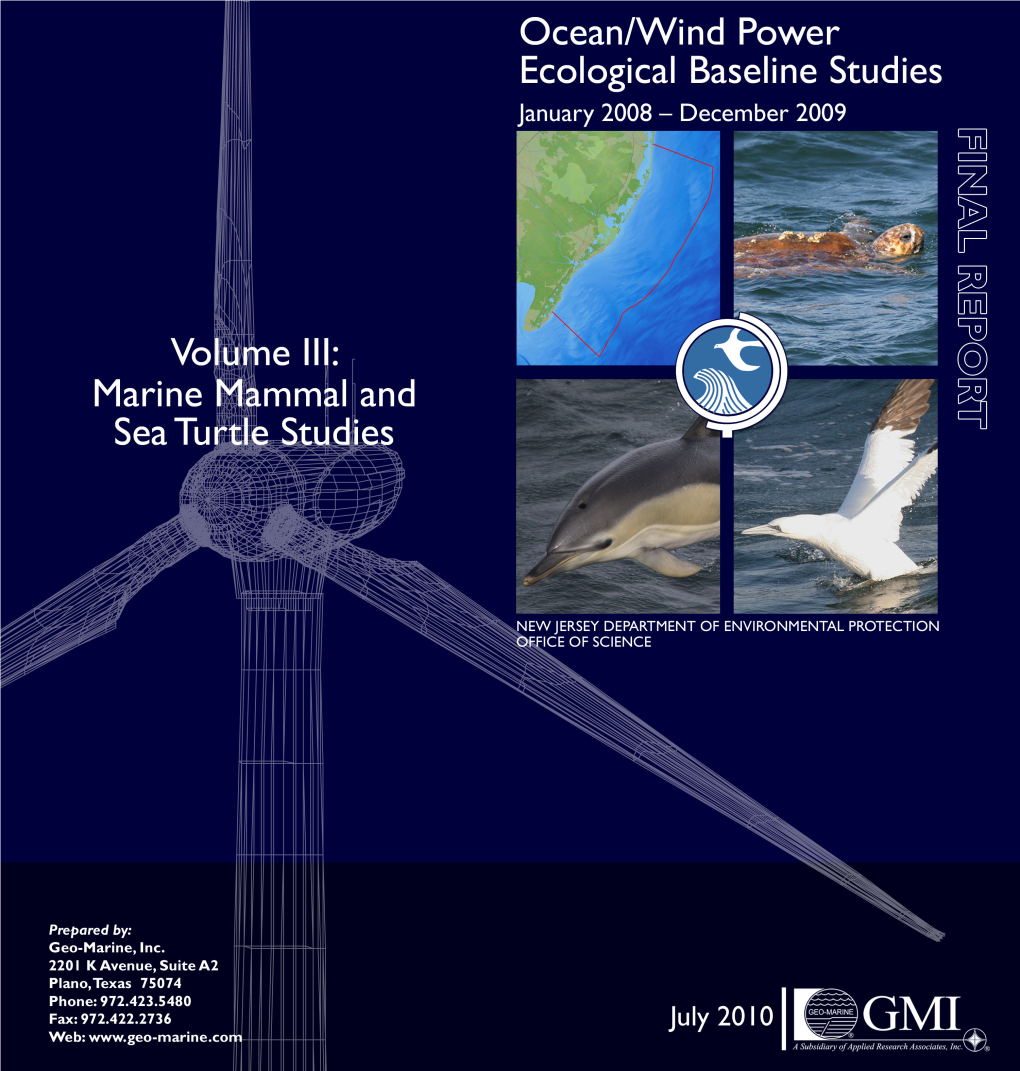 Volume III: Marine Mammal and Sea Turtles Studies
