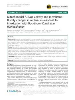 Mitochondrial Atpase Activity and Membrane Fluidity Changes in Rat