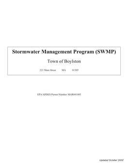 Stormwater Management Program (SWMP) Town of Boylston