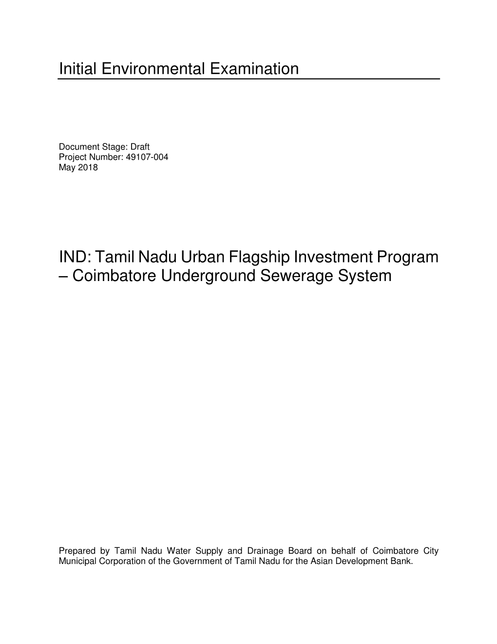 Coimbatore Underground Sewerage System