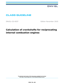 DNVGL-CG-0037 Calculation of Crankshafts for Reciprocating