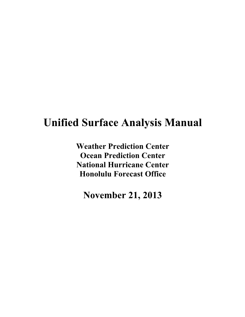 Unified Surface Analysis Manual