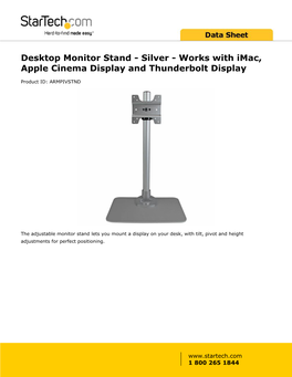 Desktop Monitor Stand - Silver - Works with Imac, Apple Cinema Display and Thunderbolt Display