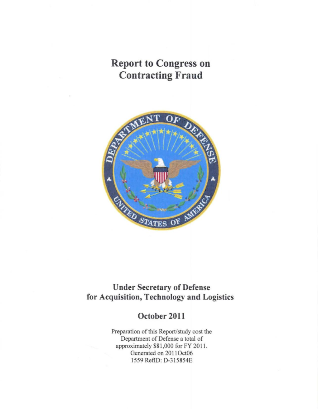 Report to Congress on Contracting Fraud