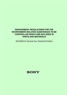 Management Regulations for the Environment-Related Substances to Be Controlled Which Are Included in Parts and Materials