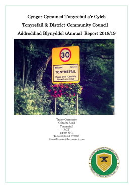 Cyngor Cymuned Tonyrefail A'r Cylch Tonyrefail & District Community Council Addroddiad Blynyddol /Annual Report 2018/19