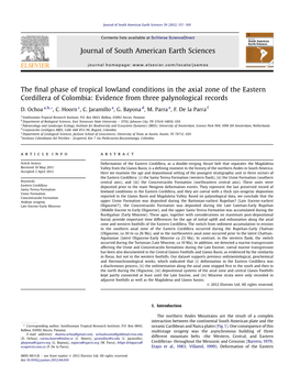 The Final Phase of Tropical Lowland Conditions in the Axial Zone of The