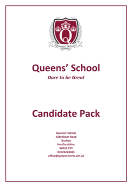 Queens' School Candidate Pack