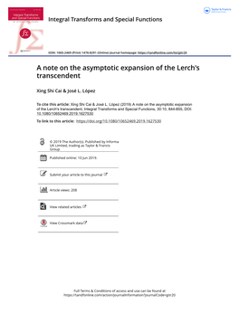 A Note on the Asymptotic Expansion of the Lerch's Transcendent