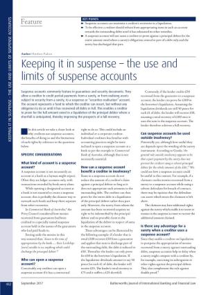 The Use and Limits of Suspense Accounts