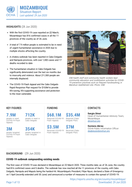 MOZAMBIQUE Situation Report Last Updated: 29 Jun 2020