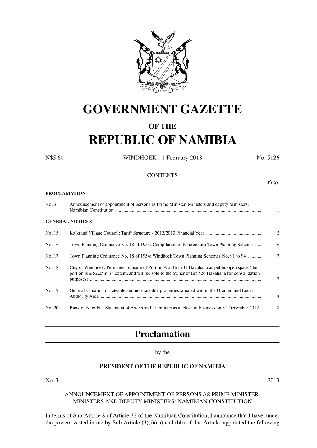 Government Gazette Republic of Namibia