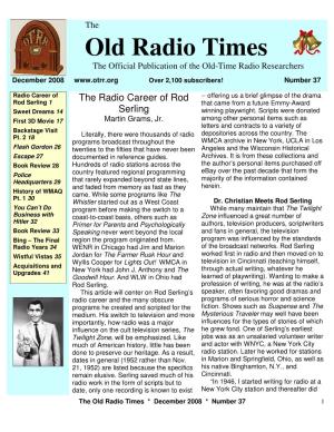 Old Radio Times the Official Publication of the Old-Time Radio Researchers