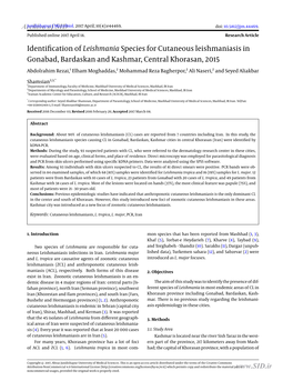 Identification of Leishmania Species for Cutaneous Leishmaniasis in Gonabad, Bardaskan and Kashmar, Central Khorasan, 2015