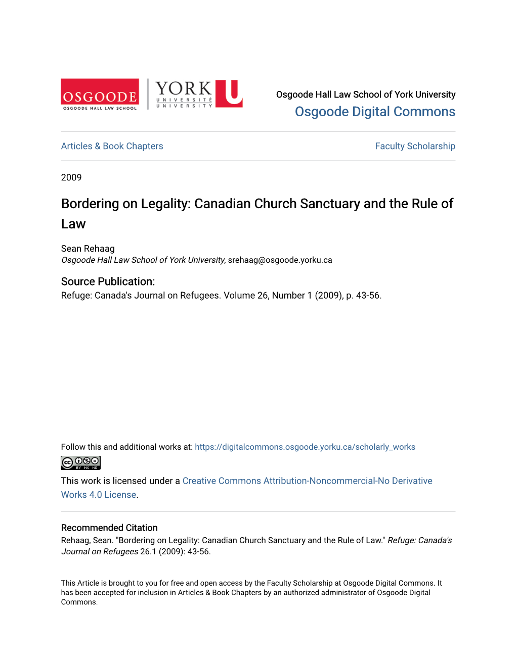 Canadian Church Sanctuary and the Rule of Law