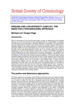 Prisons and Low-Intensity Conflict: the Need for a Peacebuilding Approach