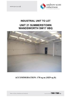 Unit 21 Summerstown Wandsworth Sw17 0Bq