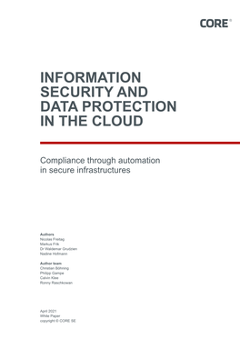 Information Security and Data Protection in the Cloud