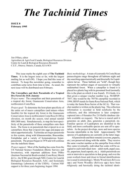 View the PDF File of the Tachinid Times, Issue 8