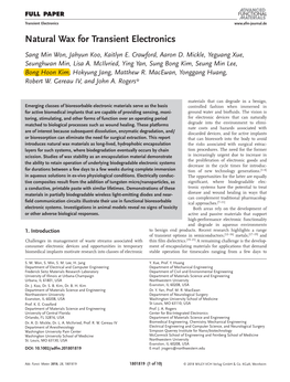 Natural Wax for Transient Electronics