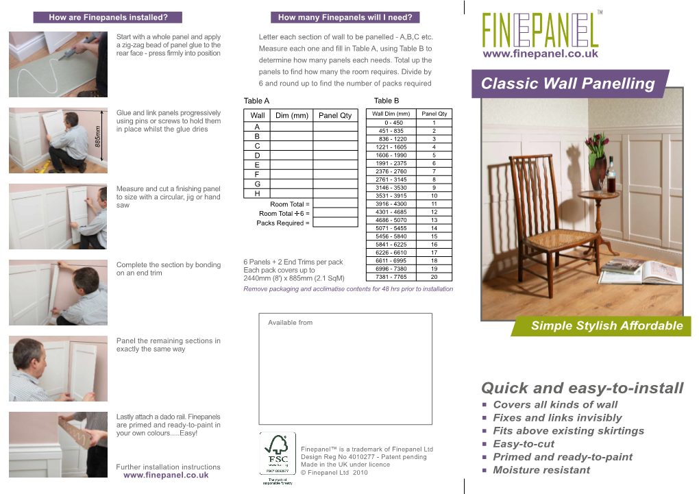 FIN PAN L Rear Face - Press Firmly Into Position E E Determine How Many Panels Each Needs