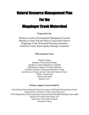 Natural Resource Management Plan for the Wappinger Creek Watershed