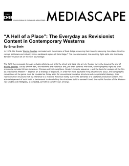 The Everyday As Revisionist Content in Contemporary Westerns by Erica Stein