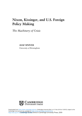 Nixon, Kissinger, and US Foreign Policy Making