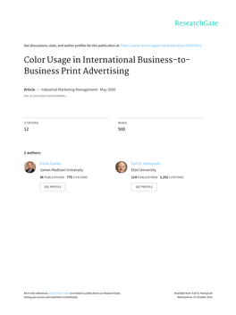 Color Usage in International Business-To- Business Print Advertising