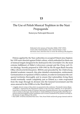 The Use of Polish Musical Tradition in the Nazi Propaganda