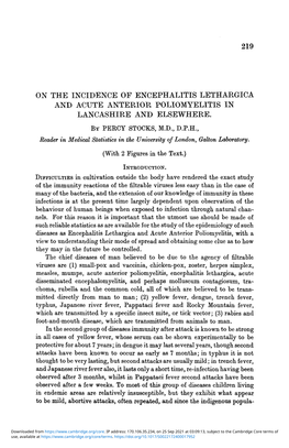 On the Incidence of Encephalitis Lethargica and Acute Anterior Poliomyelitis in Lancashire and Elsewhere