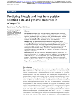 Predicting Lifestyle and Host from Positive Selection Data and Genome Properties in Oomycetes