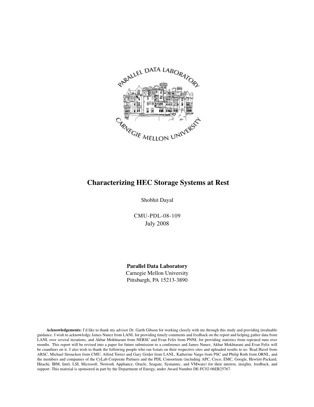 Characterizing HEC Storage Systems at Rest