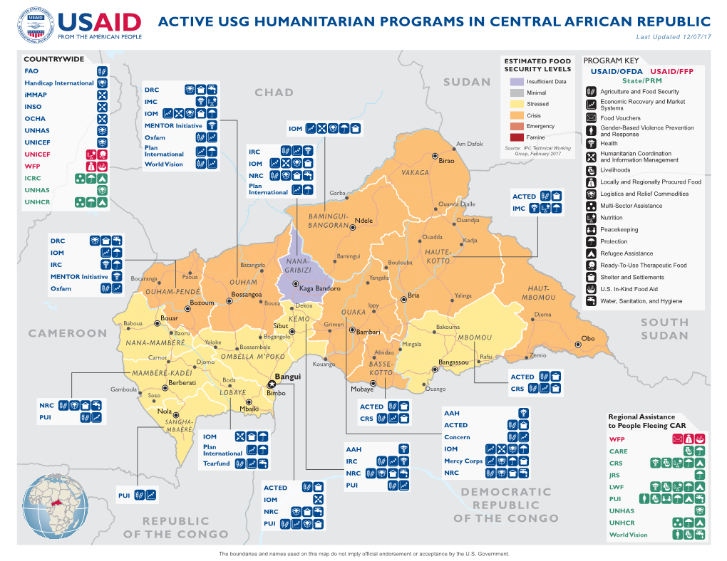 12.07.17 Active USG Humanitarian Programs in Central African Republic