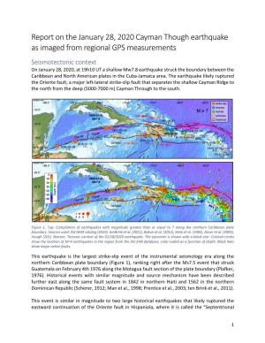 Report on the January 28, 2020 Cayman Though Earthquake As