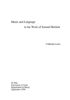 Music and Language in the Work of Samuel Beckett