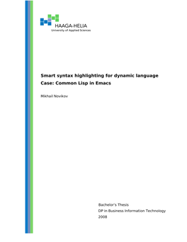 Smart Syntax Highlighting for Dynamic Language Case: Common Lisp in Emacs