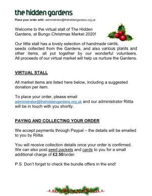 The Virtual Stall of the Hidden Gardens, at Bungo Christmas Market 2020!