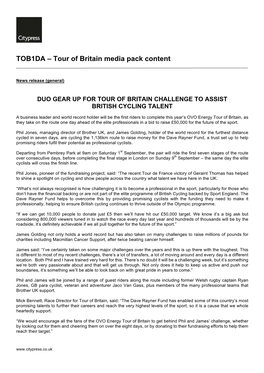 TOB1DA – Tour of Britain Media Pack Content