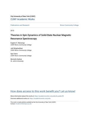 Theories in Spin Dynamics of Solid-State Nuclear Magnetic Resonance Spectroscopy