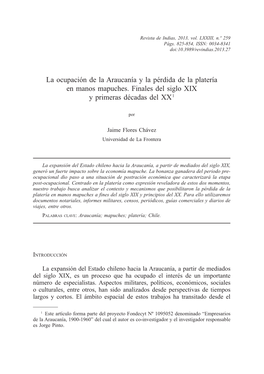 La Ocupación De La Araucanía Y La Pérdida De La Platería En Manos Mapuches