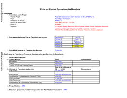 Fiche Du Plan De Passation Des Marchés