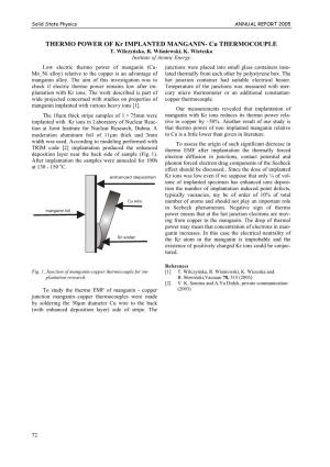 THERMO POWER of Kr IMPLANTED MANGANIN- Cu THERMOCOUPLE T