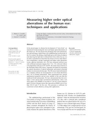 Measuring Higher Order Optical Aberrations of the Human Eye: Techniques and Applications