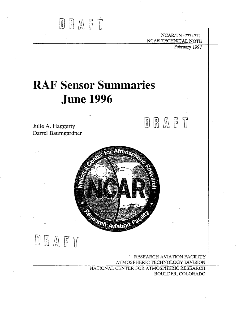 RAF Sensor Summaries June 1996